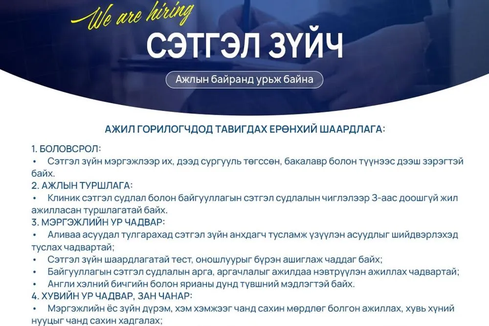 АЖЛЫН БАЙРНЫ СОНГОН ШАЛГАРУУЛАЛТАНД УРЬЖ БАЙНА